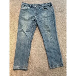 Duluth Trading Co Ballroom Double Flex Relaxed Jeans Men's 38x30 Light Wash Stre